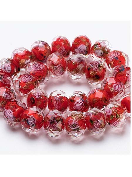 5PCS Lampwork Faceted Flowers glass beads Charm jewlry Making Bracelet Pendant